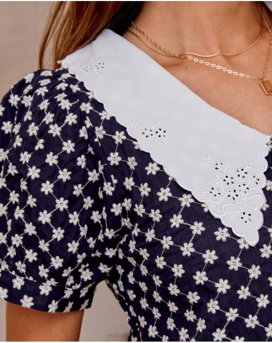 Bluzka z dziecięcym kołnierzykiem w kolorze bluszczu morskiPolin et moi odzież 0TTF196