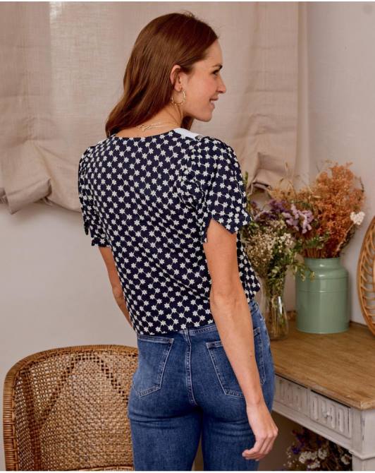 Bluzka z dziecięcym kołnierzykiem w kolorze bluszczu morskiPolin et moi odzież 0TTF196