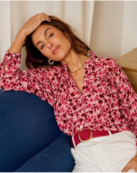 Charlotte w kwiatową koszulę malinaPolin et moi odzież 0TTF195