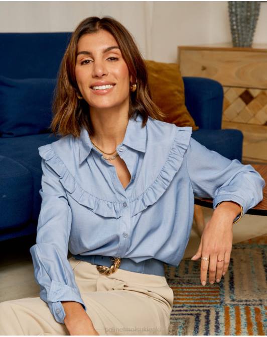 Koszula z falbaną Rosana dżinsowaPolin et moi odzież 0TTF236