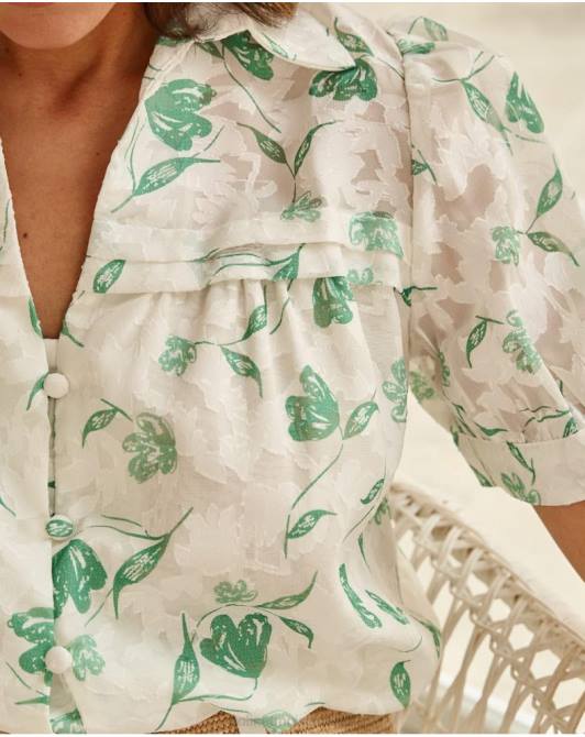 bluzka kwiaty oli szmaragdowo-zielonyPolin et moi odzież 0TTF161