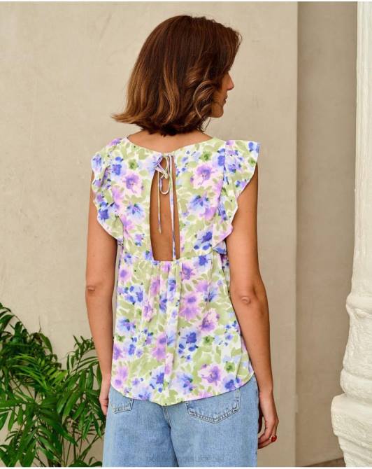 bluzka w kwiaty Helenora zielone jabłko/miętaPolin et moi odzież 0TTF183