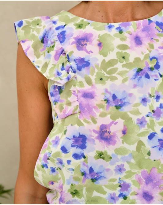 bluzka w kwiaty Helenora zielone jabłko/miętaPolin et moi odzież 0TTF183