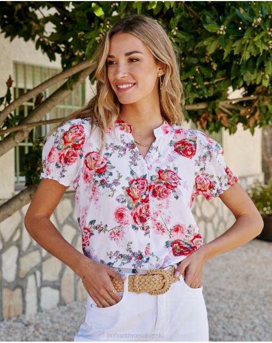 koszula z motywem róż Faustyny białyPolin et moi odzież 0TTF192