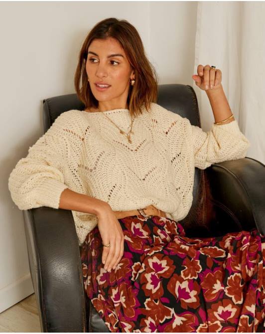 sweter szeroki Priscilla surowyPolin et moi odzież 0TTF354