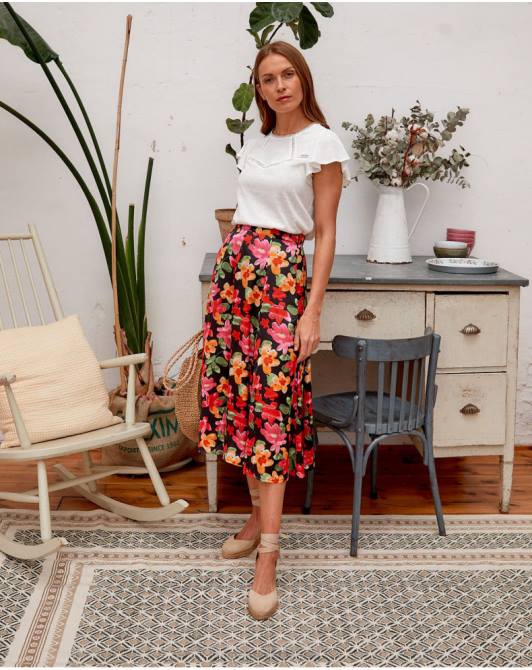 spódnica w kwiaty Alizee czarnyPolin et moi odzież 0TTF314