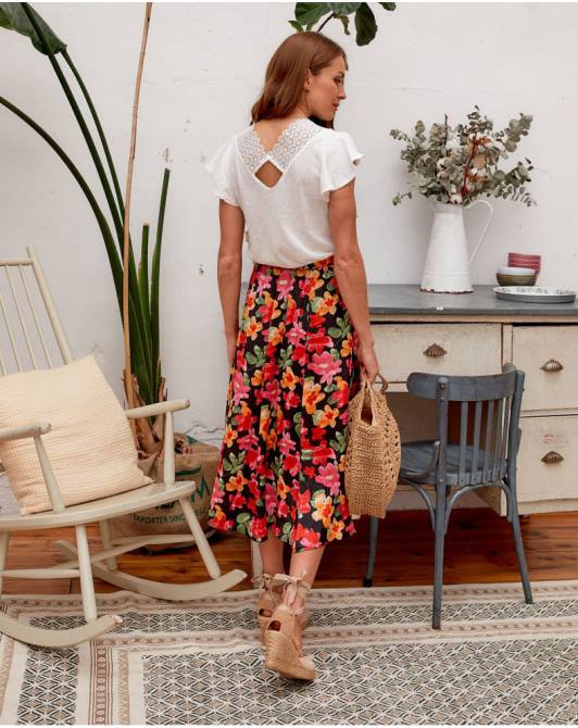 spódnica w kwiaty Alizee czarnyPolin et moi odzież 0TTF314