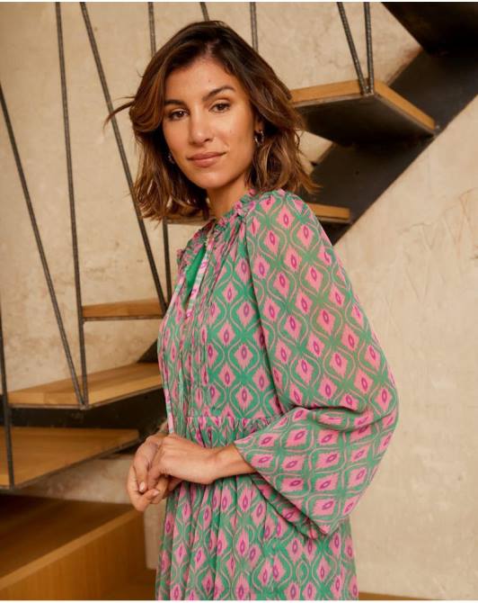 Geometryczna sukienka Rafaelli szmaragdowo-zielonyPolin et moi odzież 0TTF135