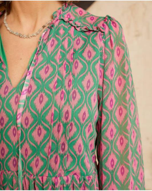 Geometryczna sukienka Rafaelli szmaragdowo-zielonyPolin et moi odzież 0TTF135