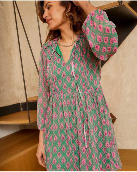 Geometryczna sukienka Rafaelli szmaragdowo-zielonyPolin et moi odzież 0TTF135