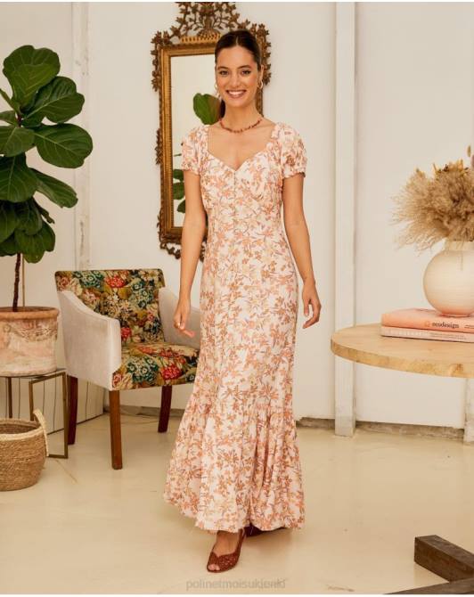 Izolda w kwiatowej sukience łosośPolin et moi odzież 0TTF94