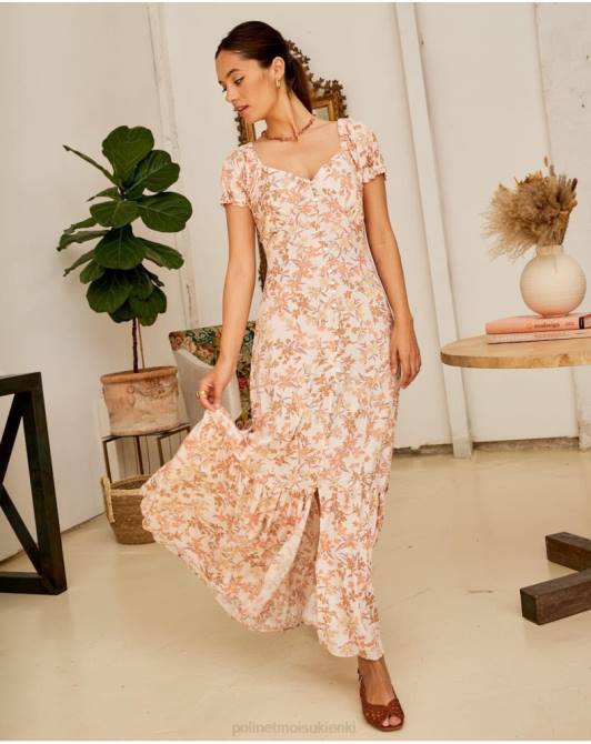 Izolda w kwiatowej sukience łosośPolin et moi odzież 0TTF94