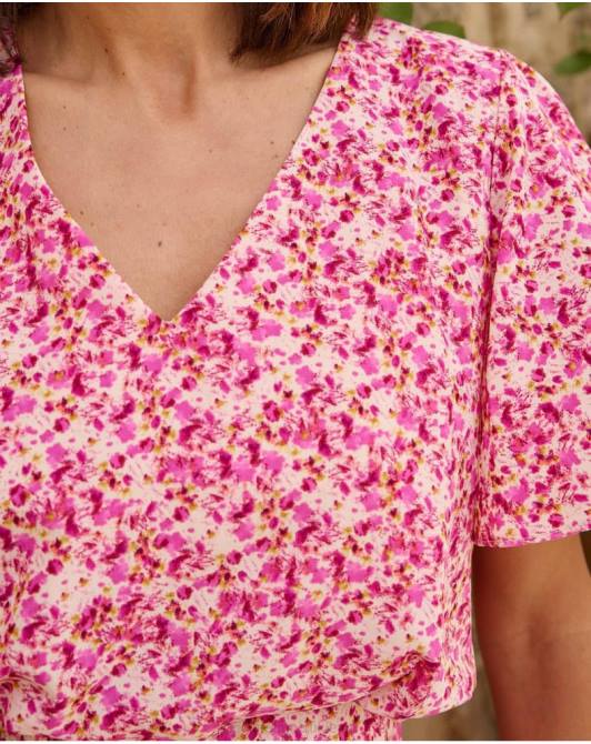 Sukienka z rękawami Yolandy fuksjaPolin et moi odzież 0TTF76