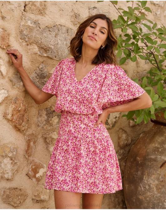 Sukienka z rękawami Yolandy fuksjaPolin et moi odzież 0TTF76