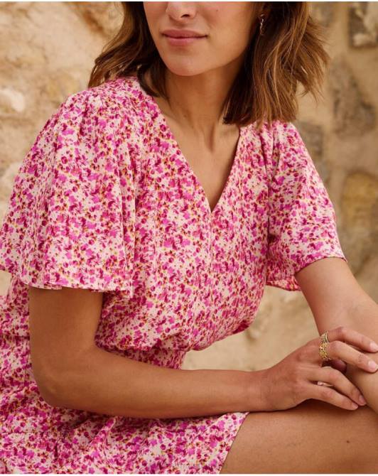 Sukienka z rękawami Yolandy fuksjaPolin et moi odzież 0TTF76