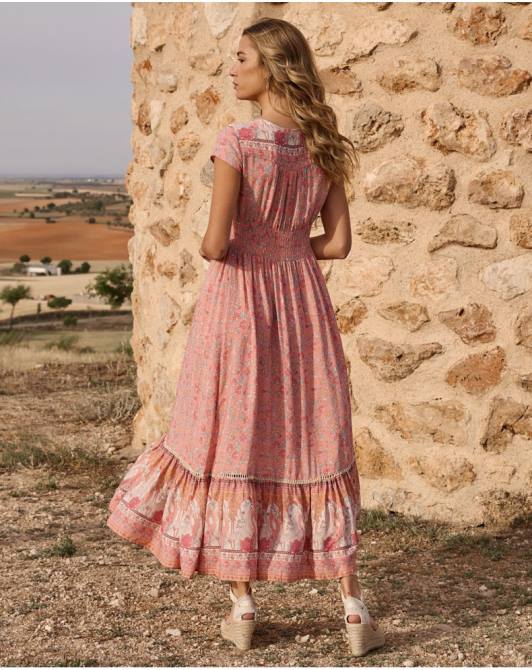 bardzo długa sukienka łosośPolin et moi odzież 0TTF124