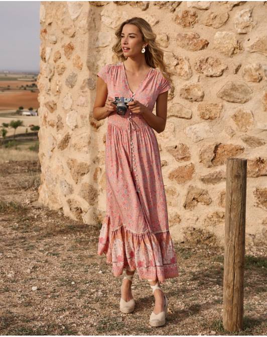 bardzo długa sukienka łosośPolin et moi odzież 0TTF124