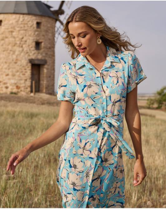 granatowa sukienka koszulowa niebiańskiPolin et moi odzież 0TTF99