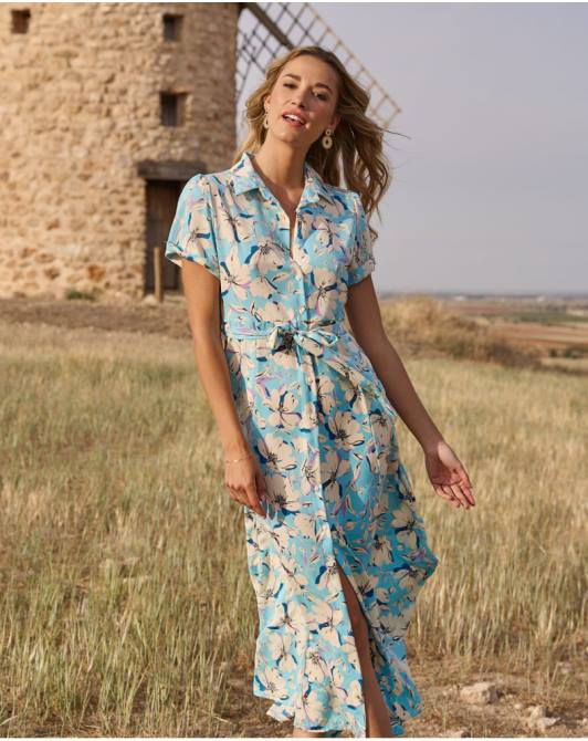 granatowa sukienka koszulowa niebiańskiPolin et moi odzież 0TTF99