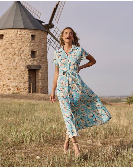 granatowa sukienka koszulowa niebiańskiPolin et moi odzież 0TTF99