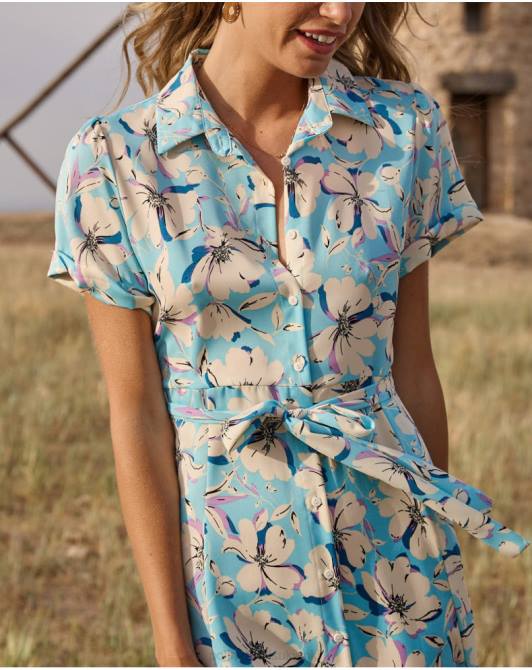 granatowa sukienka koszulowa niebiańskiPolin et moi odzież 0TTF99