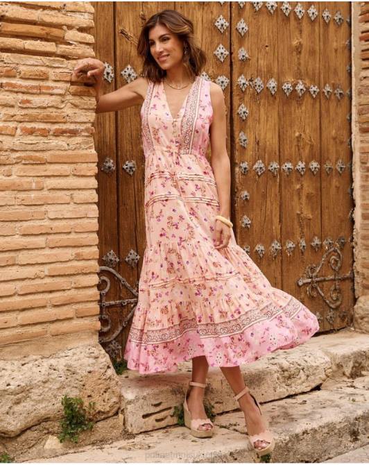 sukienka w kwiaty Adri łosośPolin et moi odzież 0TTF53