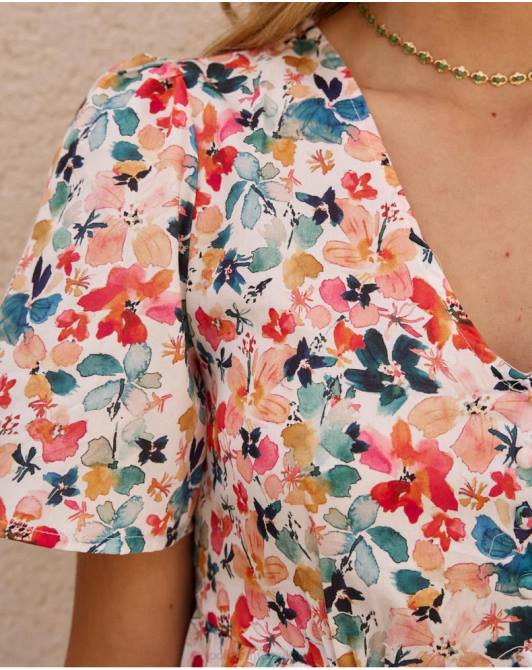 sukienka w kwiaty Doni szmaragdowo-zielonyPolin et moi odzież 0TTF54