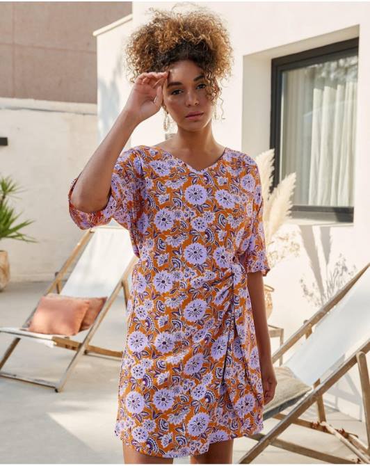 sukienka z węzłem felisy liliowyPolin et moi odzież 0TTF39